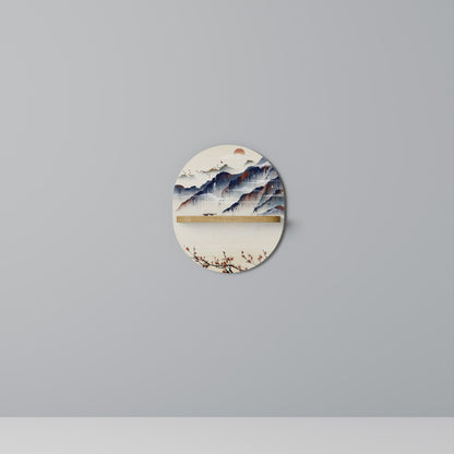 JAPANESE LANDSCAPE Mensola Ovale Decorativa in Effetto Rovere