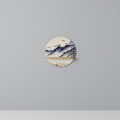 JAPANESE LANDSCAPE Mensola Rotonda Decorativa in Effetto Rovere