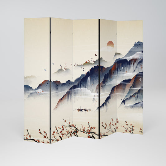 ORIENTAL LANDSCAPE Decorative 5-Panel Room Divider