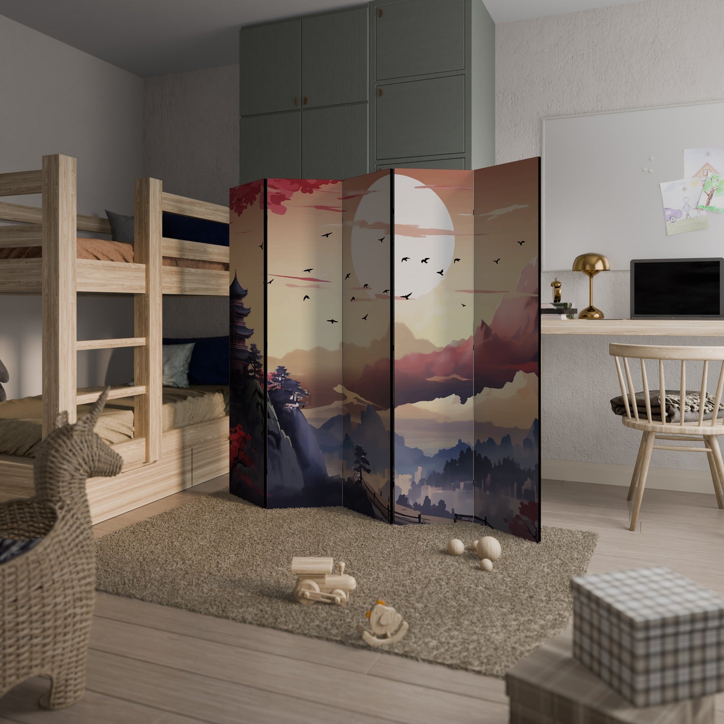 JAPANESE AURA Decorative 5-Panel Room Divider