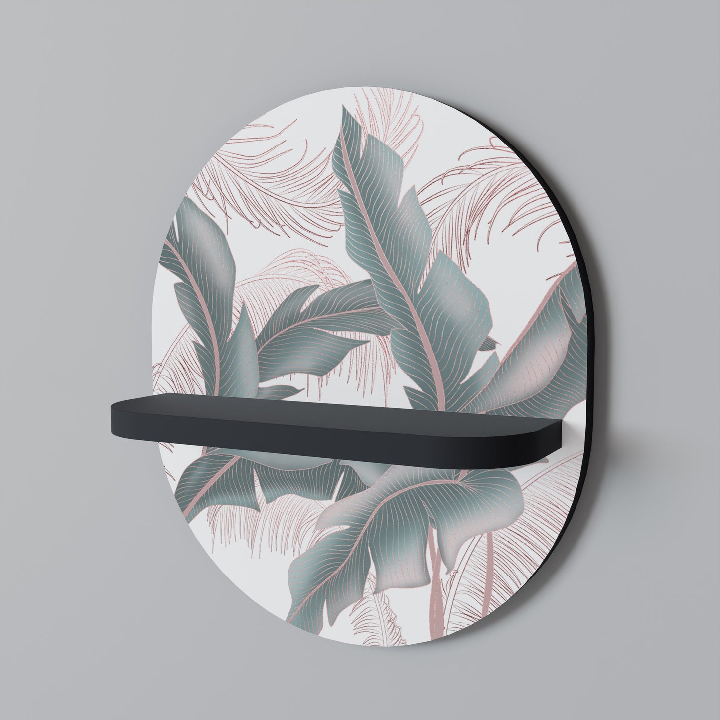 DELICATE BLISS Oval Art Shelf In Black Finish