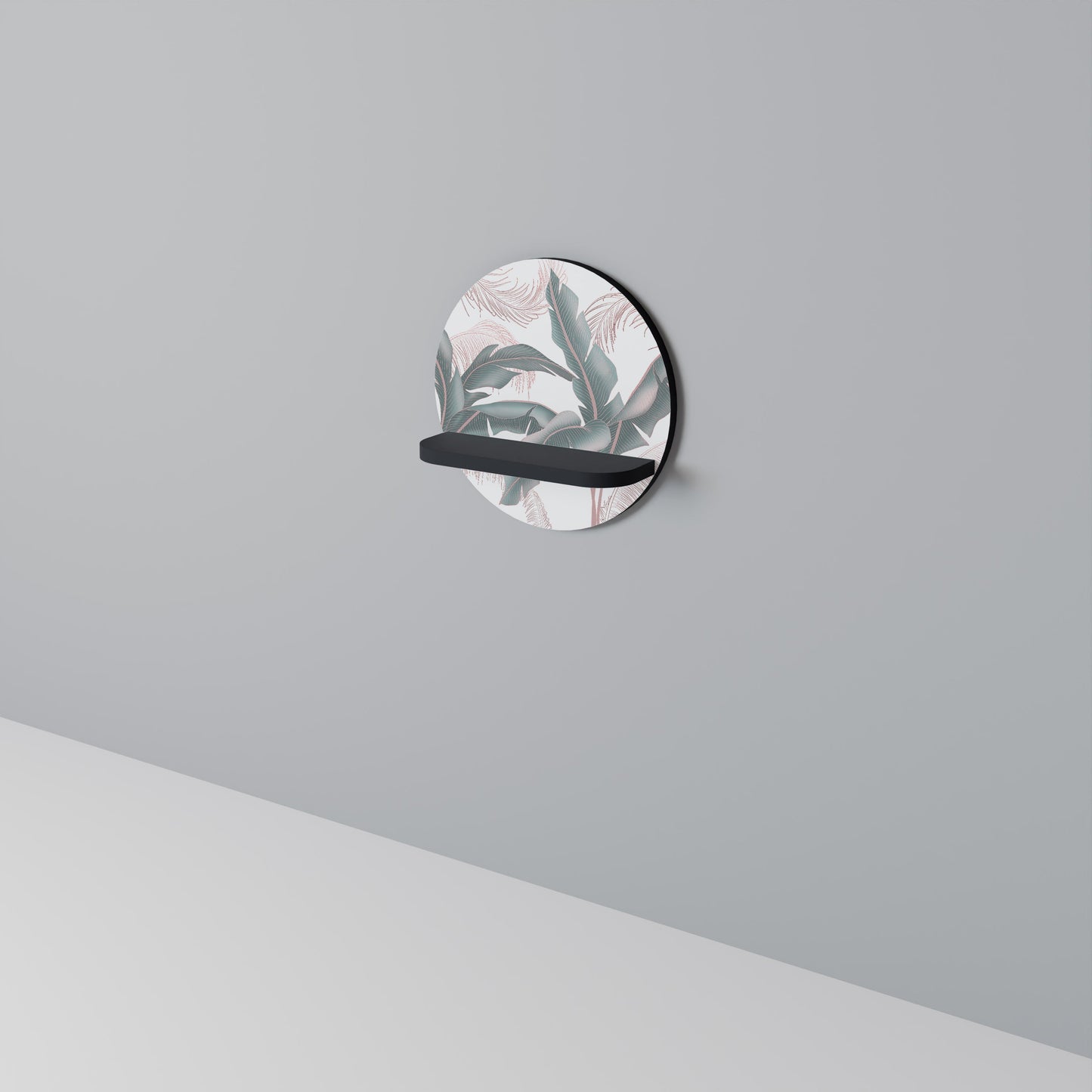 DELICATE BLISS Round Art Shelf In Black Finish