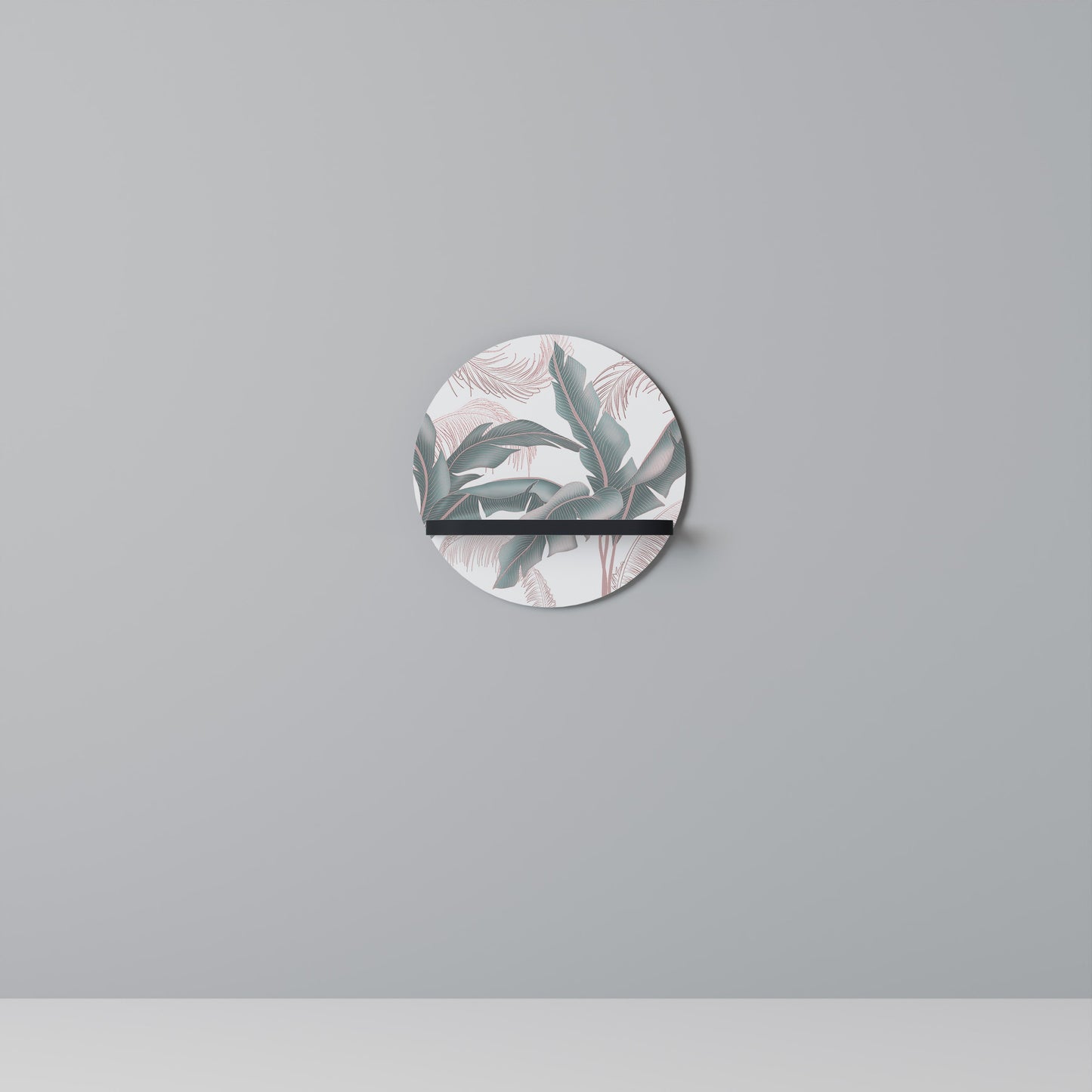 DELICATE BLISS Round Art Shelf In Black Finish