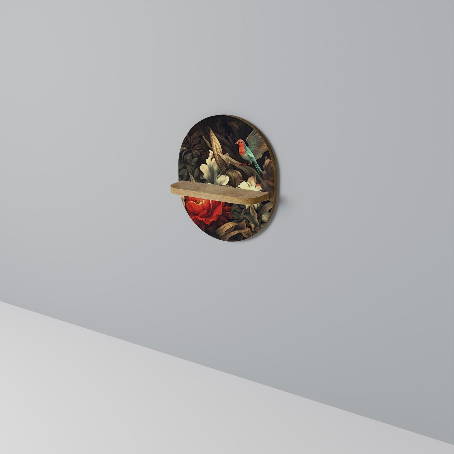 BOTANICAL BIRDSONG Mensola Ovale Decorativa in Effetto Rovere