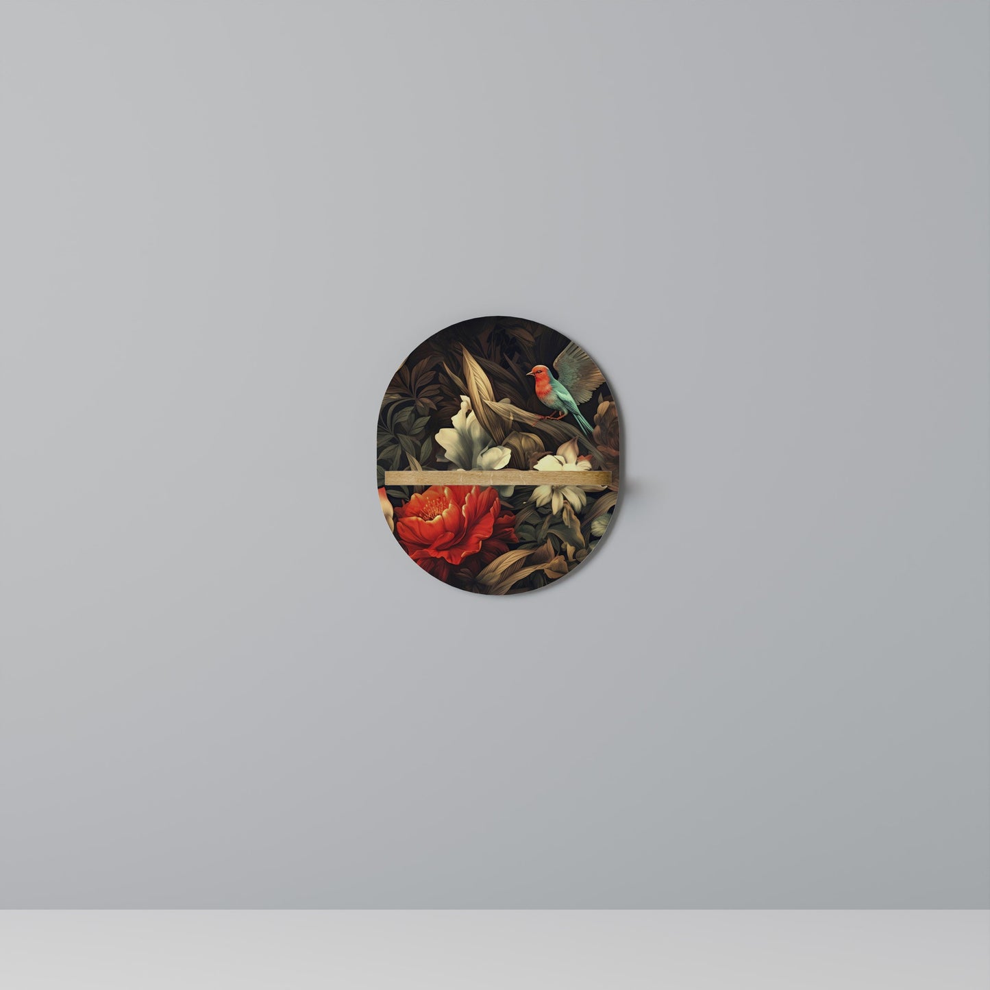 BOTANICAL BIRDSONG Mensola Ovale Decorativa in Effetto Rovere