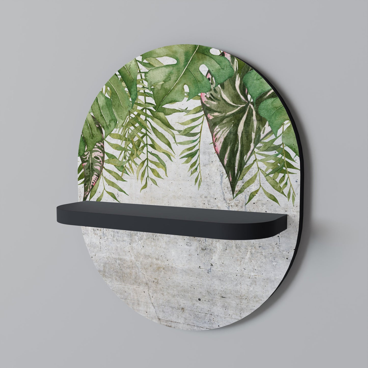 URBAN TROPICS Oval Art Shelf In Black Finish