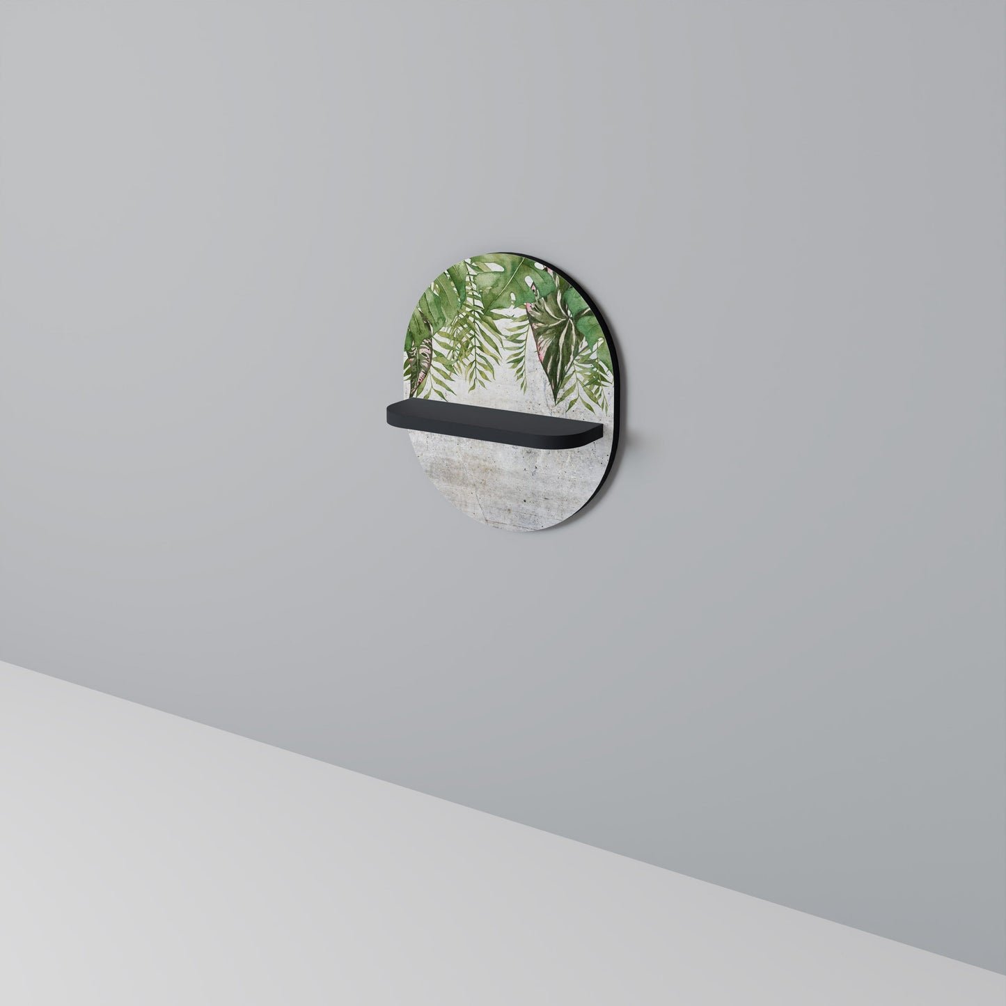 URBAN TROPICS Oval Art Shelf In Black Finish