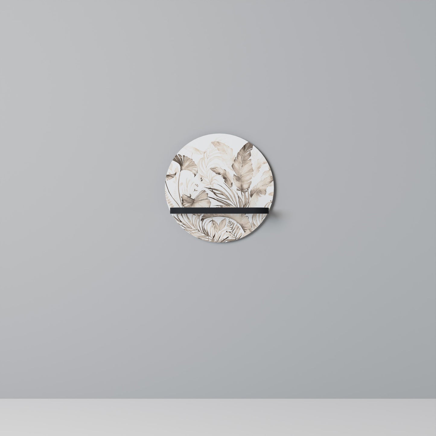 WILD TENDERNESS Round Art Shelf In Black Finish