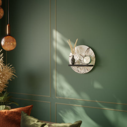 WILD TENDERNESS Round Art Shelf In Black Finish