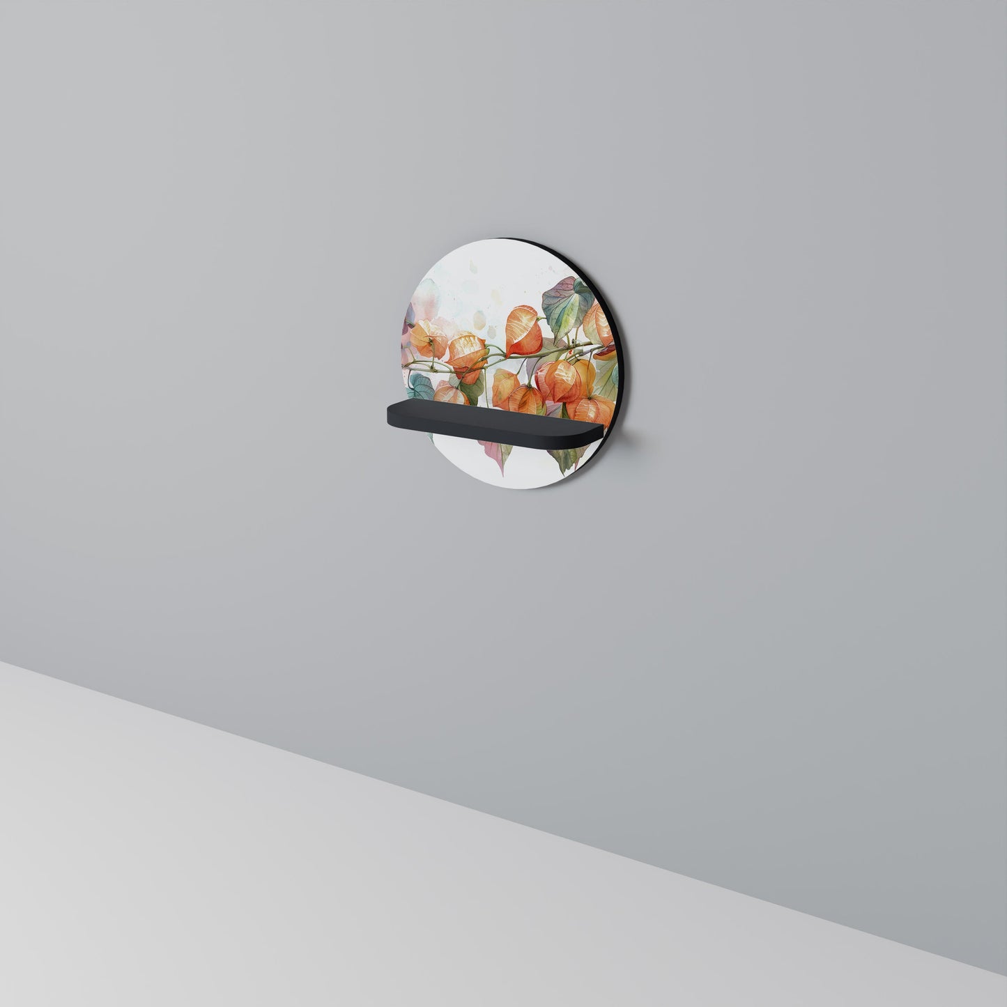 FLEETING DAYS Round Art Shelf In Black Finish