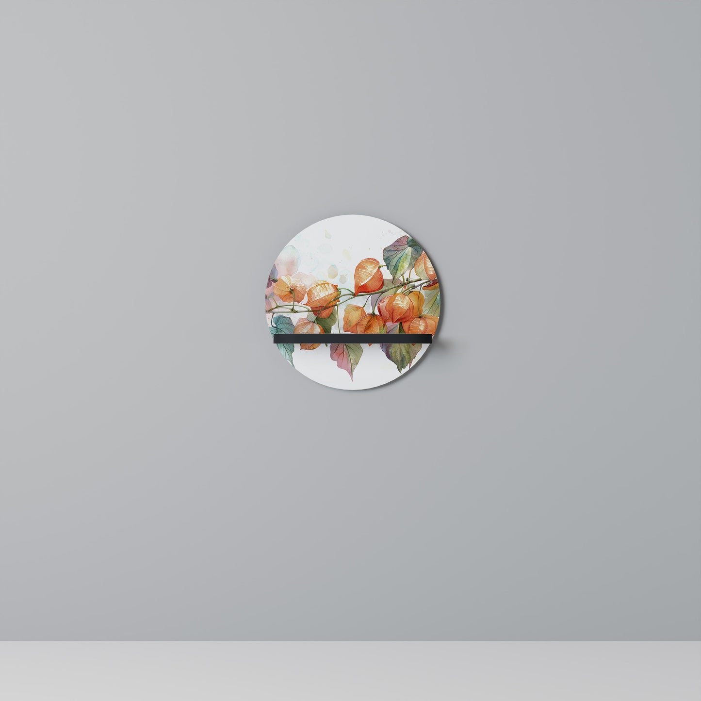 FLEETING DAYS Round Art Shelf In Black Finish