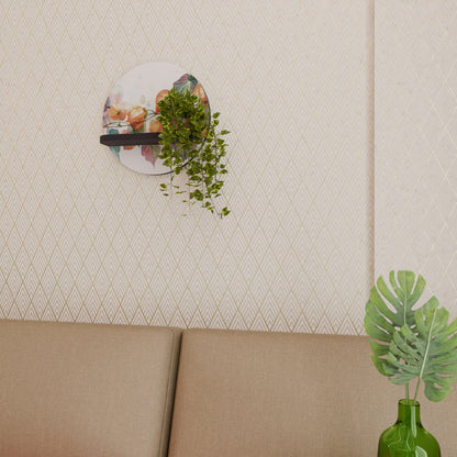 FLEETING DAYS Round Art Shelf In Black Finish