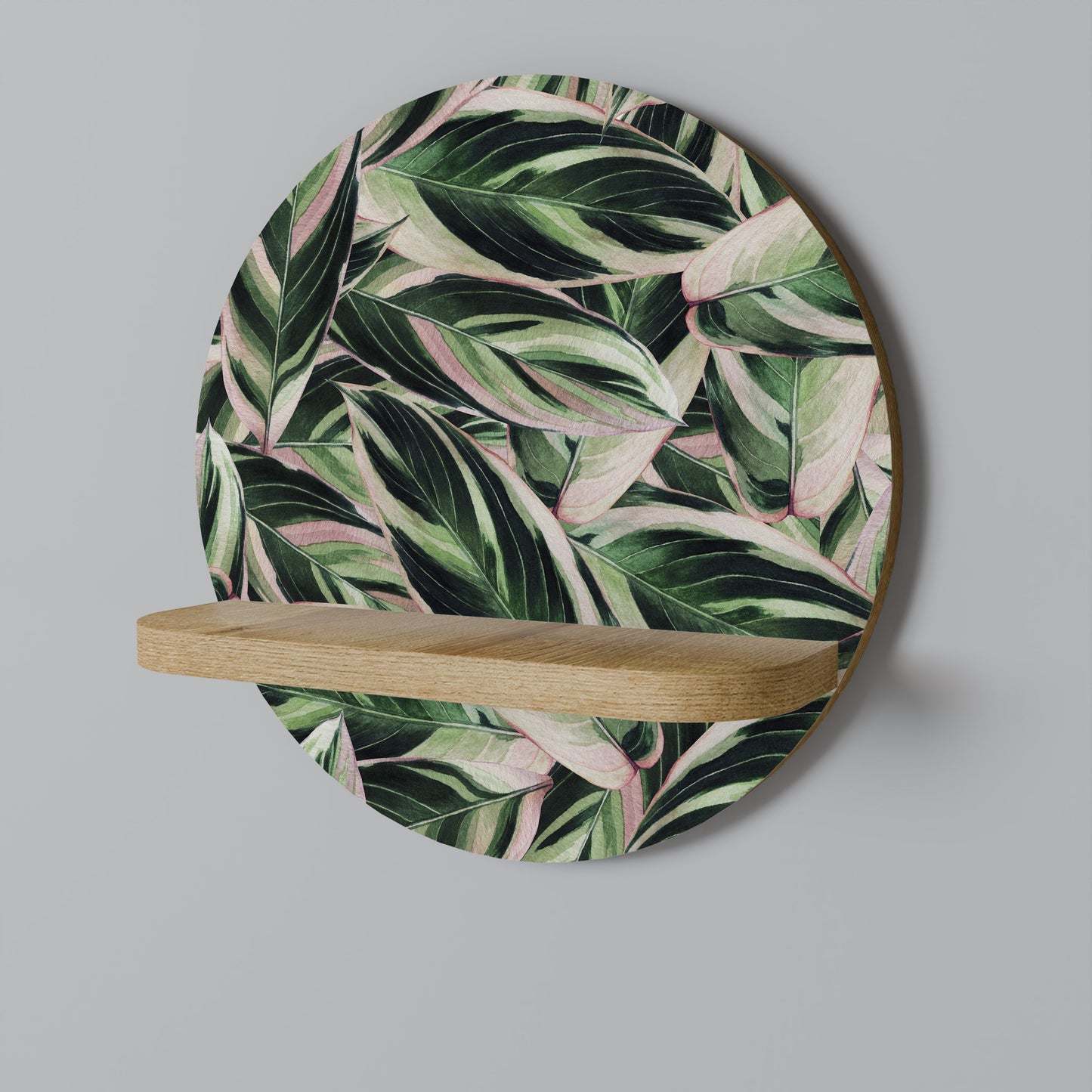 EERIE STROMANTHE Mensola Rotonda Decorativa in Effetto Rovere