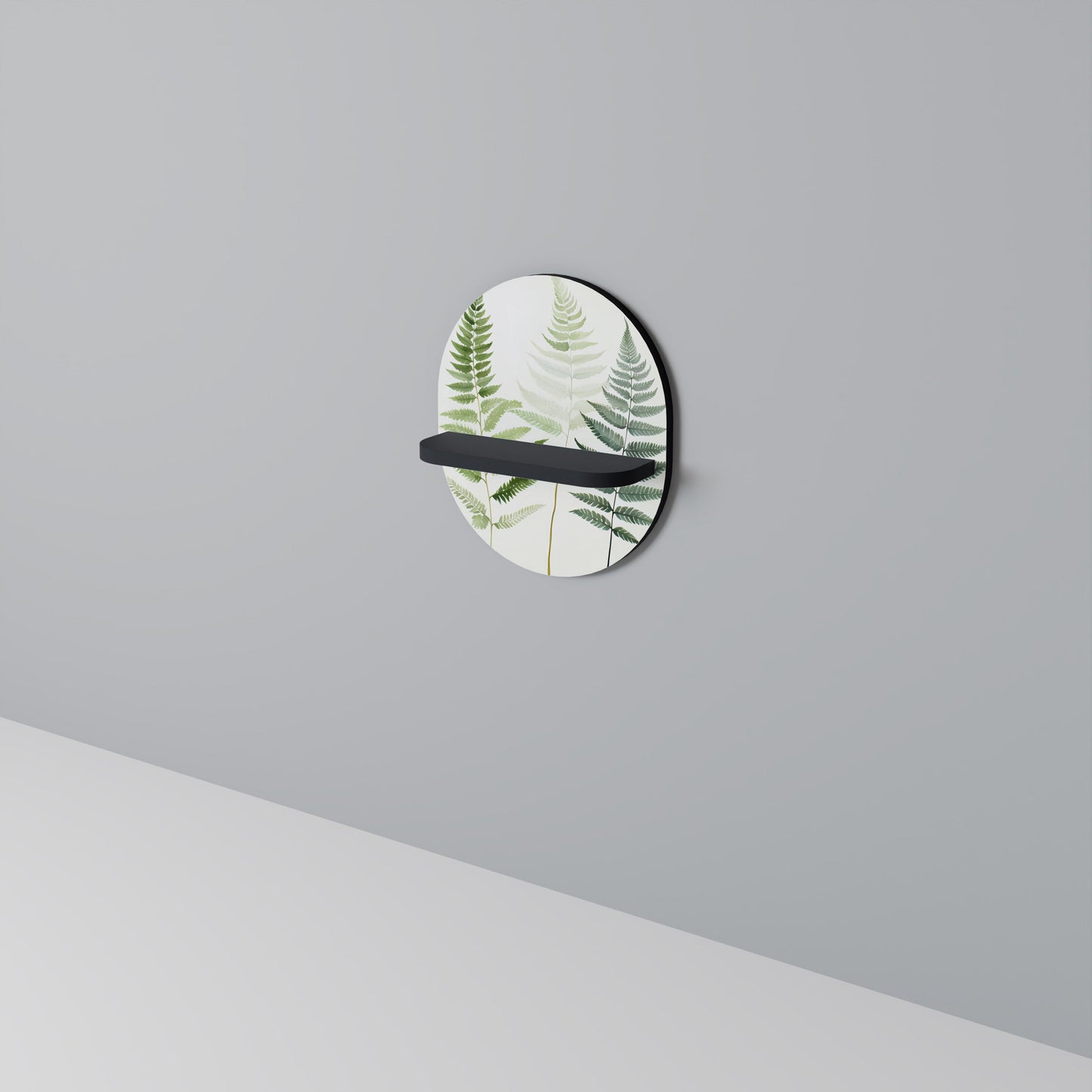 FERN MAJESTY Oval Art Shelf In Black Finish