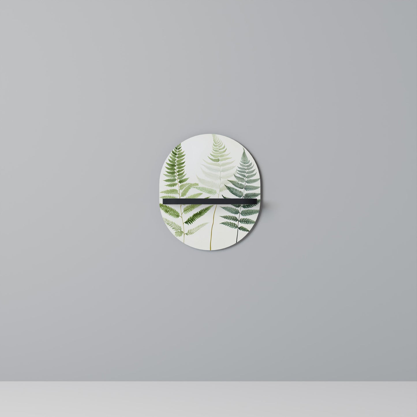 FERN MAJESTY Oval Art Shelf In Black Finish