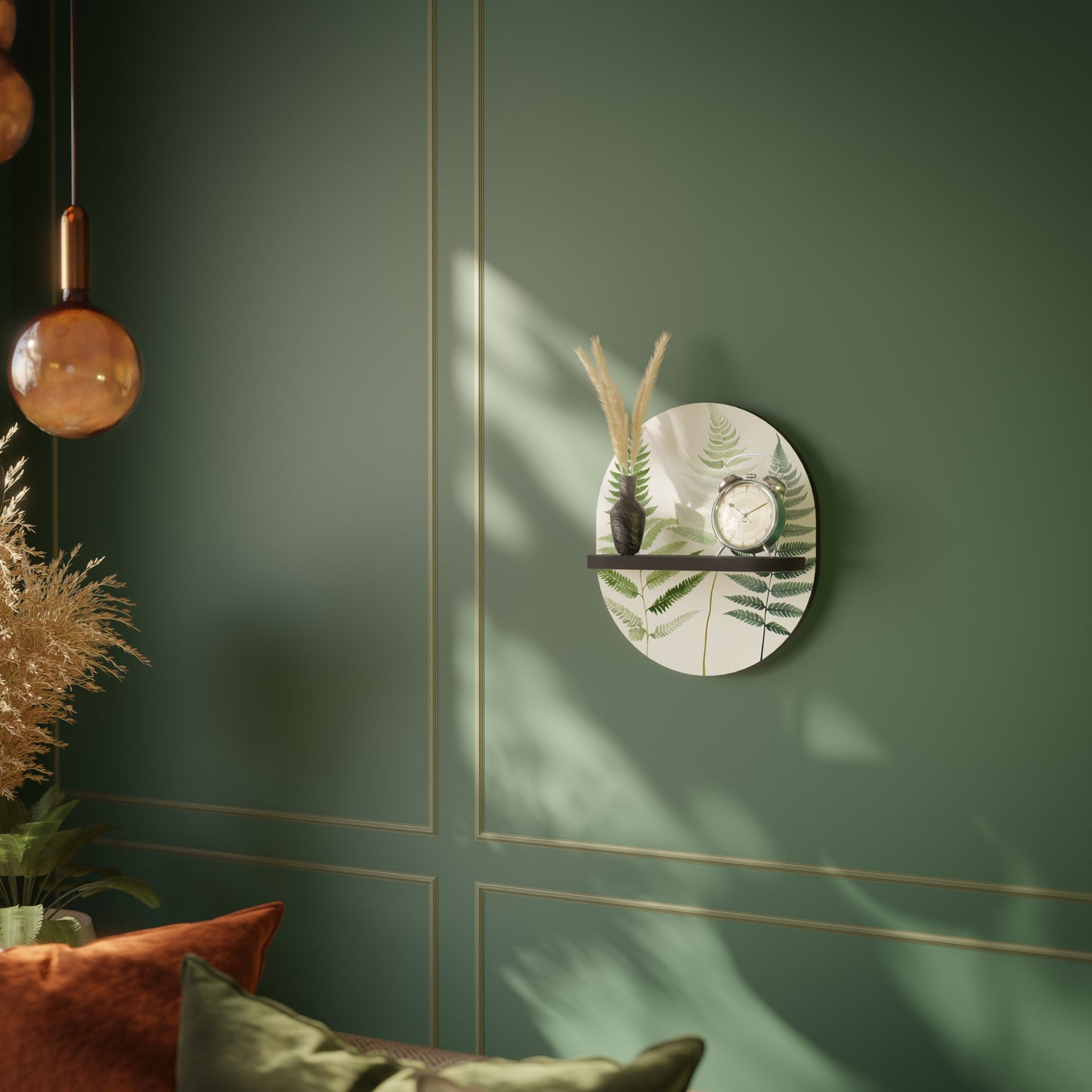 FERN MAJESTY Oval Art Shelf In Black Finish