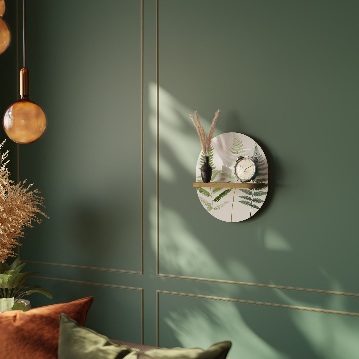 FERN MAJESTY Mensola Ovale Decorativa in Effetto Rovere