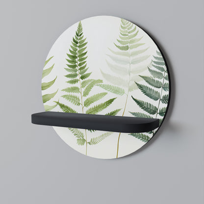 FERN MAJESTY Round Art Shelf In Black Finish
