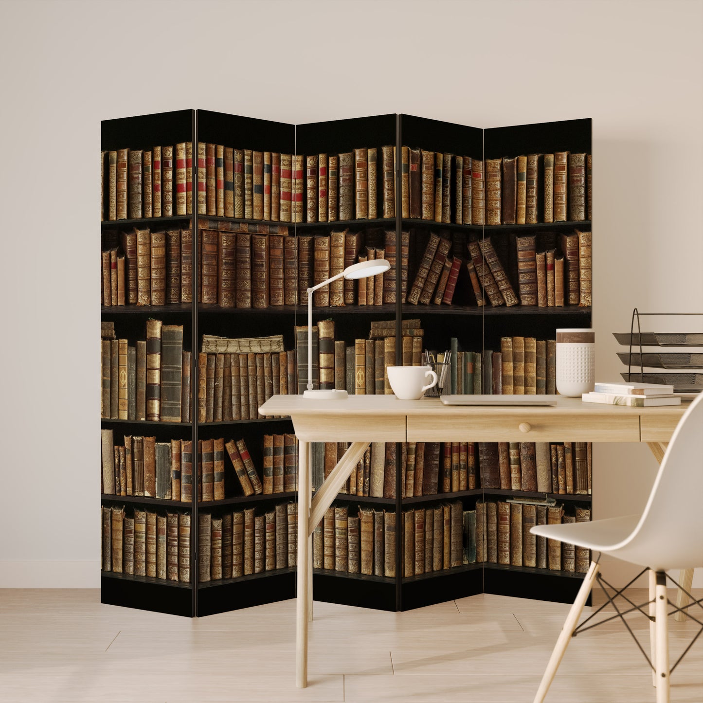 SHELVES OF TIME Decorative 5-Panel Room Divider