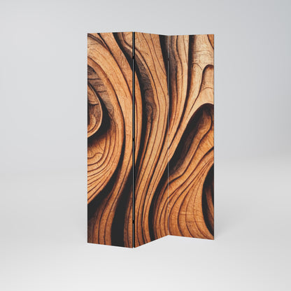 WOODEN WAVES UNFOLDED Decorative 3-Panel Room Divider