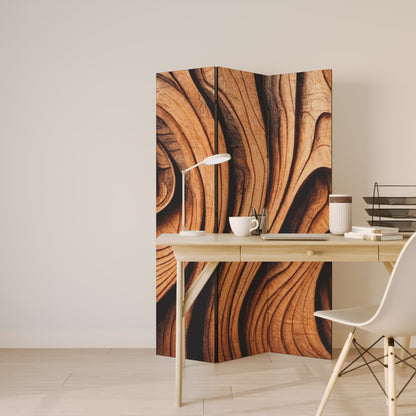WOODEN WAVES UNFOLDED Decorative 3-Panel Room Divider