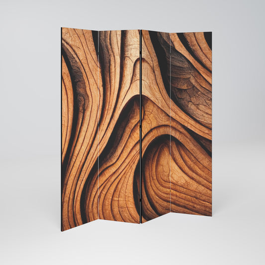 WOODEN WAVES UNFOLDED Decorative 4-Panel Room Divider
