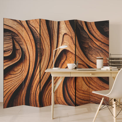 WOODEN WAVES UNFOLDED Decorative 6-Panel Room Divider