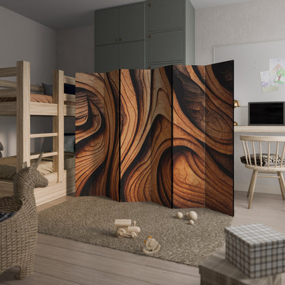 WOODEN WAVES UNFOLDED Decorative 6-Panel Room Divider
