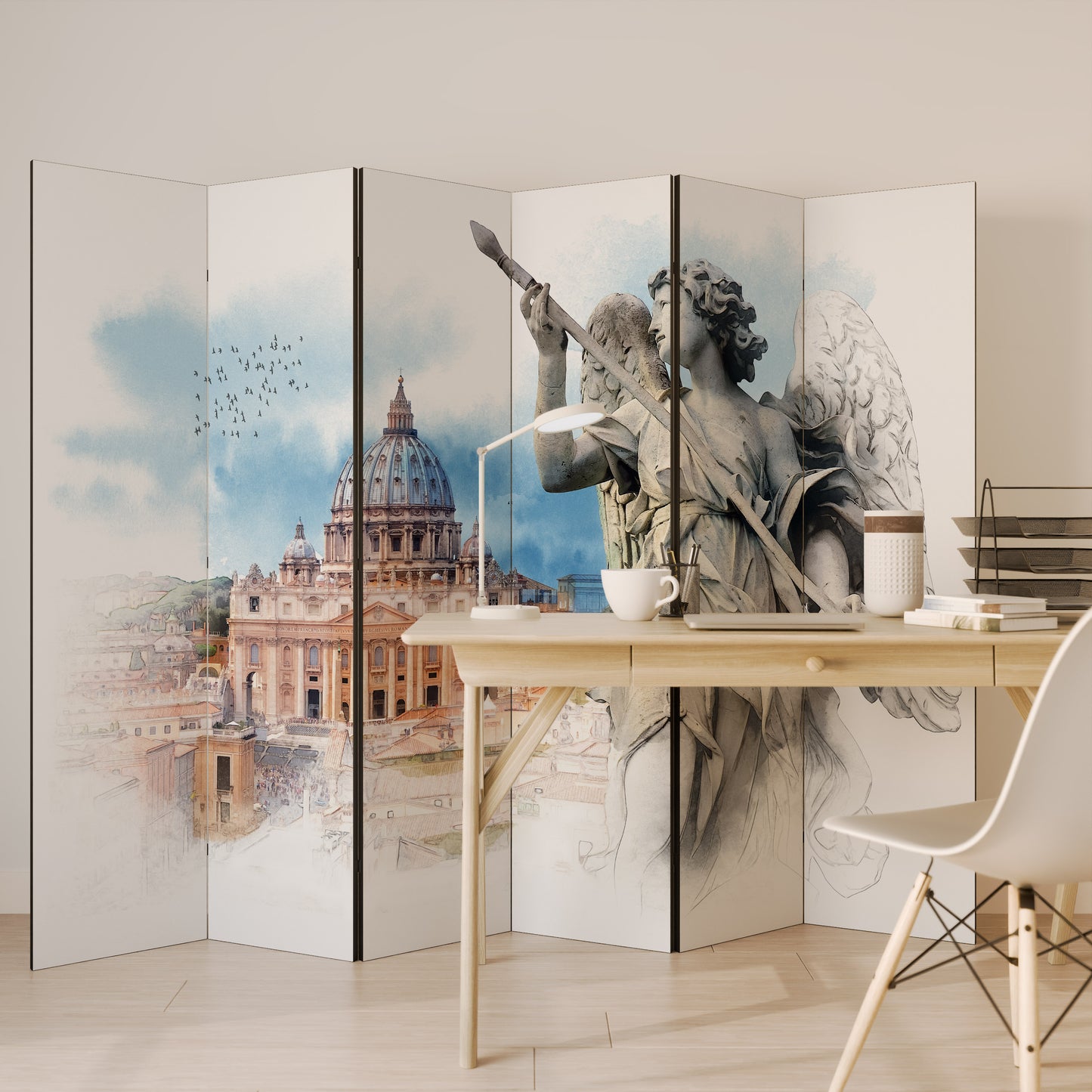 MYSTICAL CITYSCAPE RELIC - Divisorio decorativo per ambienti a 6 pannelli