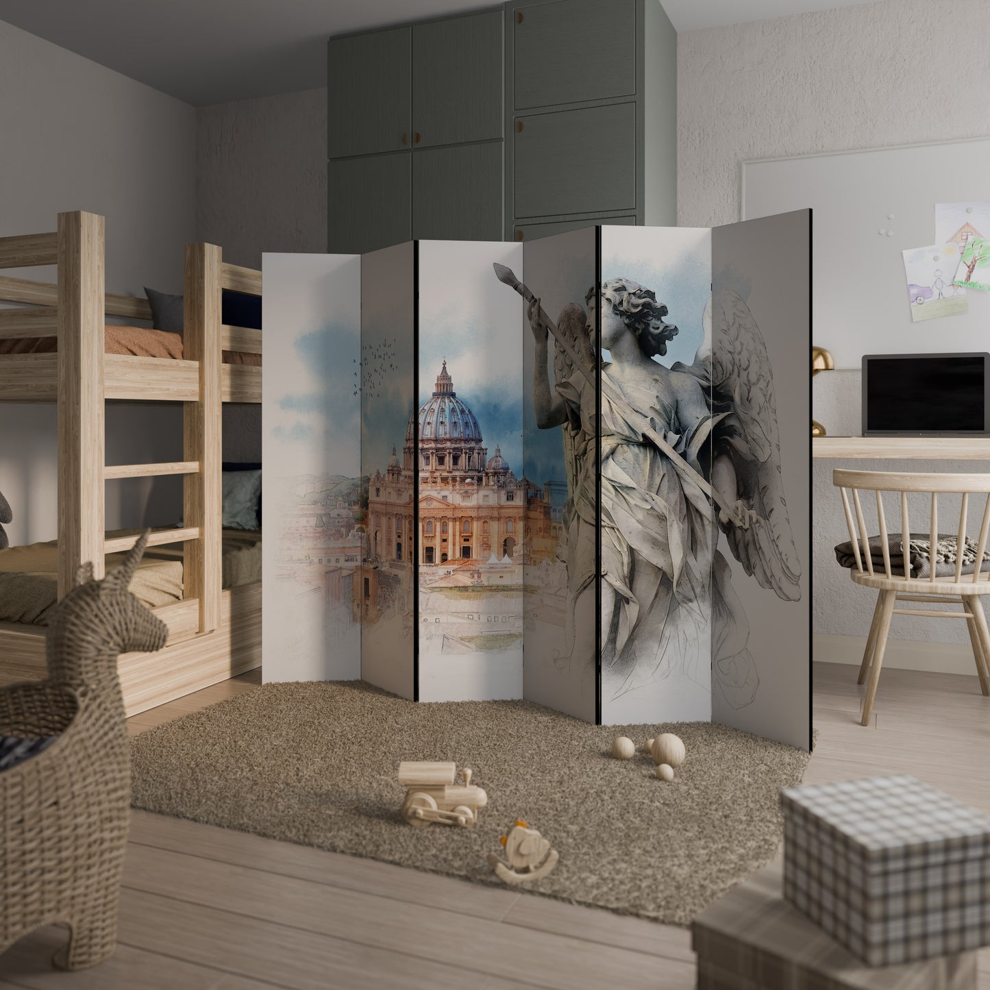 MYSTICAL CITYSCAPE RELIC - Divisorio decorativo per ambienti a 6 pannelli