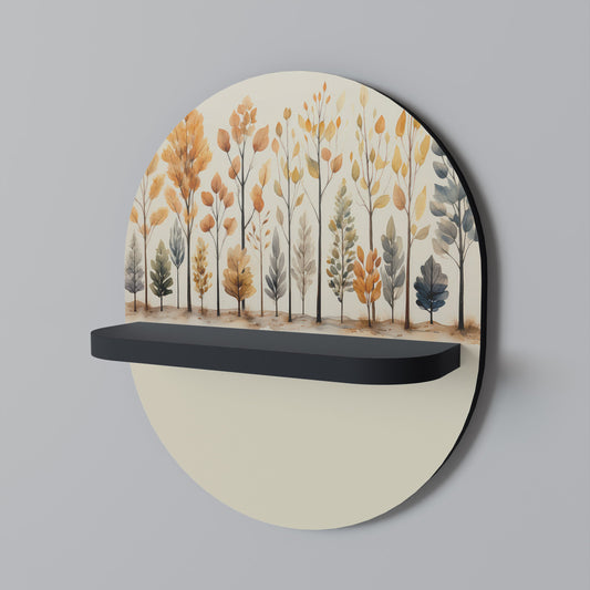AUTUMN FOREST Oval Art Shelf In Black Finish