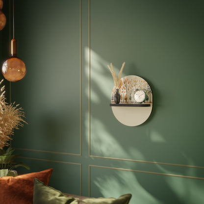 AUTUMN FOREST Oval Art Shelf In Black Finish