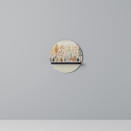 AUTUMN FOREST Round Art Shelf In Black Finish