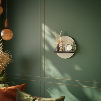 AUTUMN FOREST Round Art Shelf In Black Finish