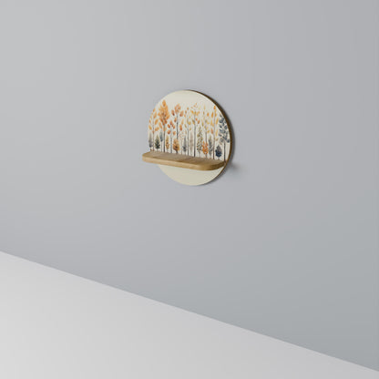 AUTUMN FOREST Round Art Shelf In Oak Effect