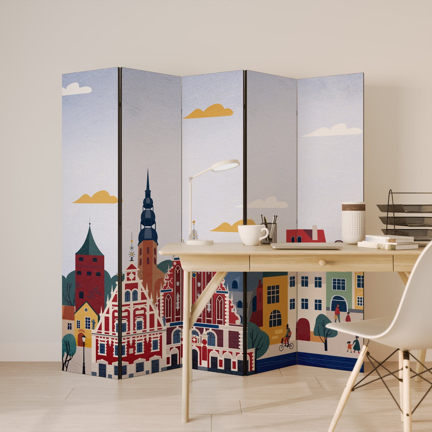 MEMORY OF RIGA Decorative 5-Panel Room Divider