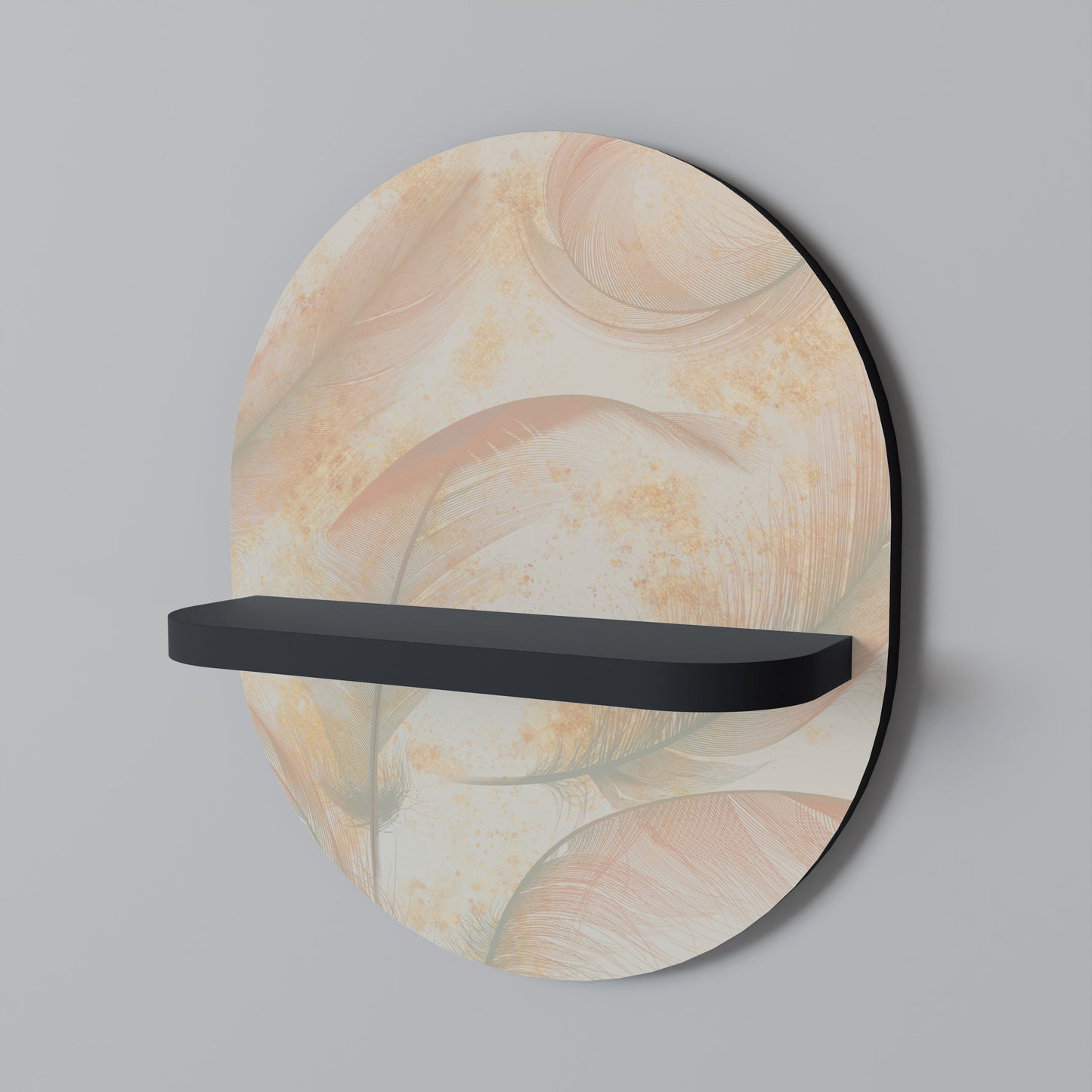 AURA OF LIGHT Oval Art Shelf In Black Finish