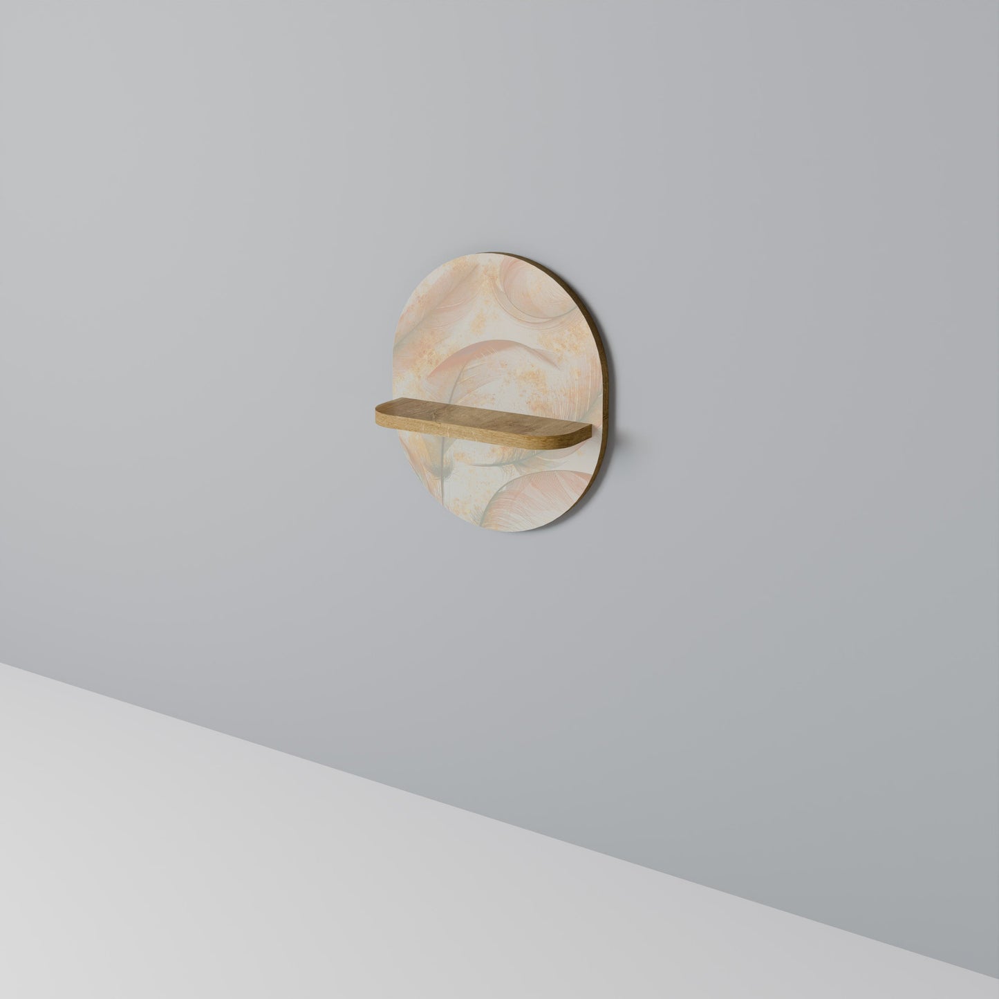 AURA OF LIGHT Mensola Ovale Decorativa in Effetto Rovere