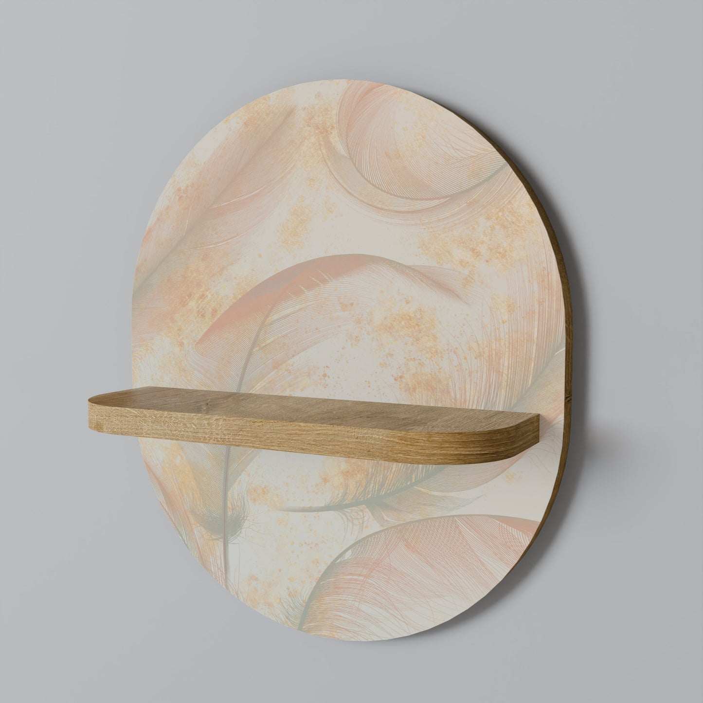 AURA OF LIGHT Mensola Ovale Decorativa in Effetto Rovere