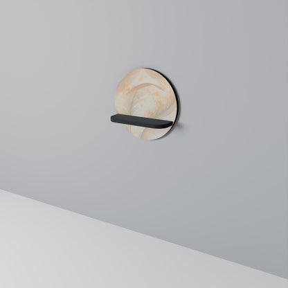 AURA OF LIGHT Round Art Shelf In Black Finish