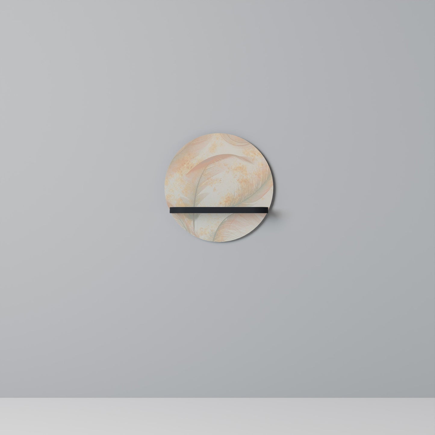 AURA OF LIGHT Round Art Shelf In Black Finish