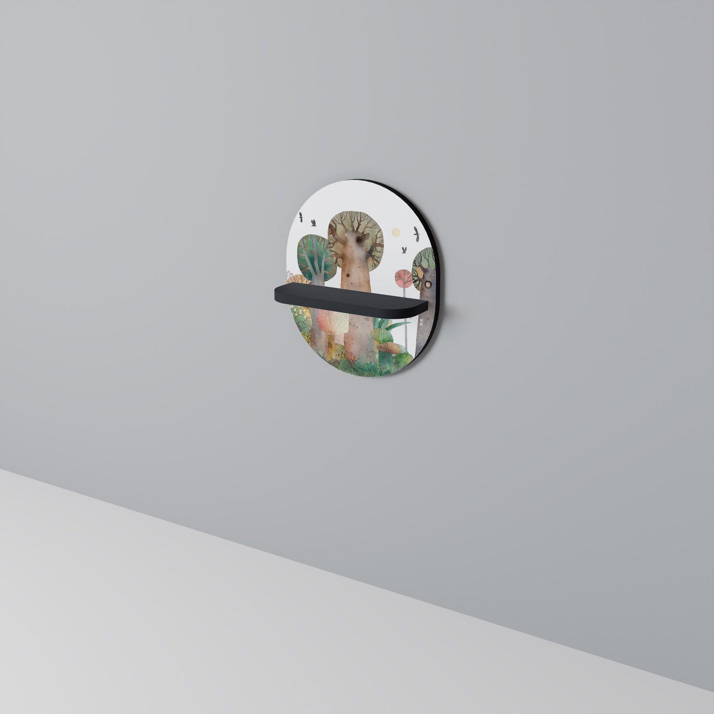 FLIGHT OVER Oval Art Shelf In Black Finish