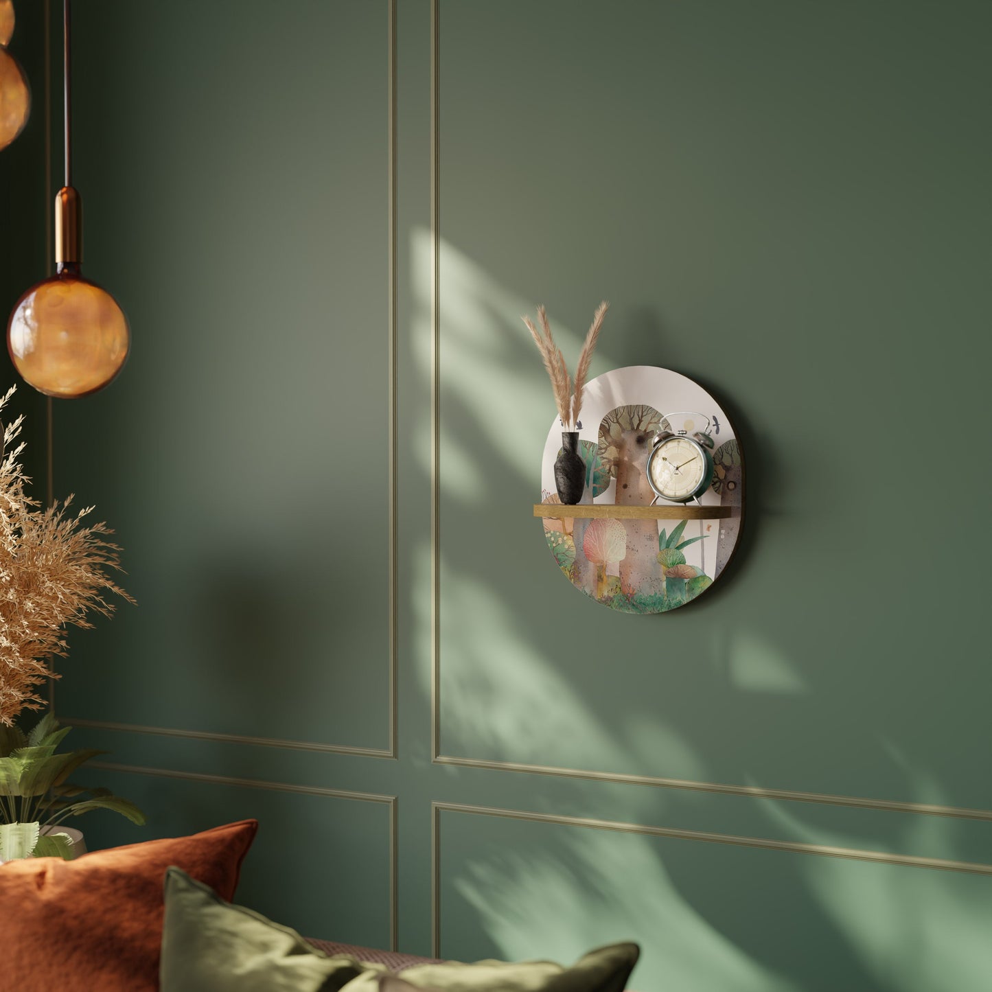 FLIGHT OVER Mensola Ovale Decorativa in Effetto Rovere