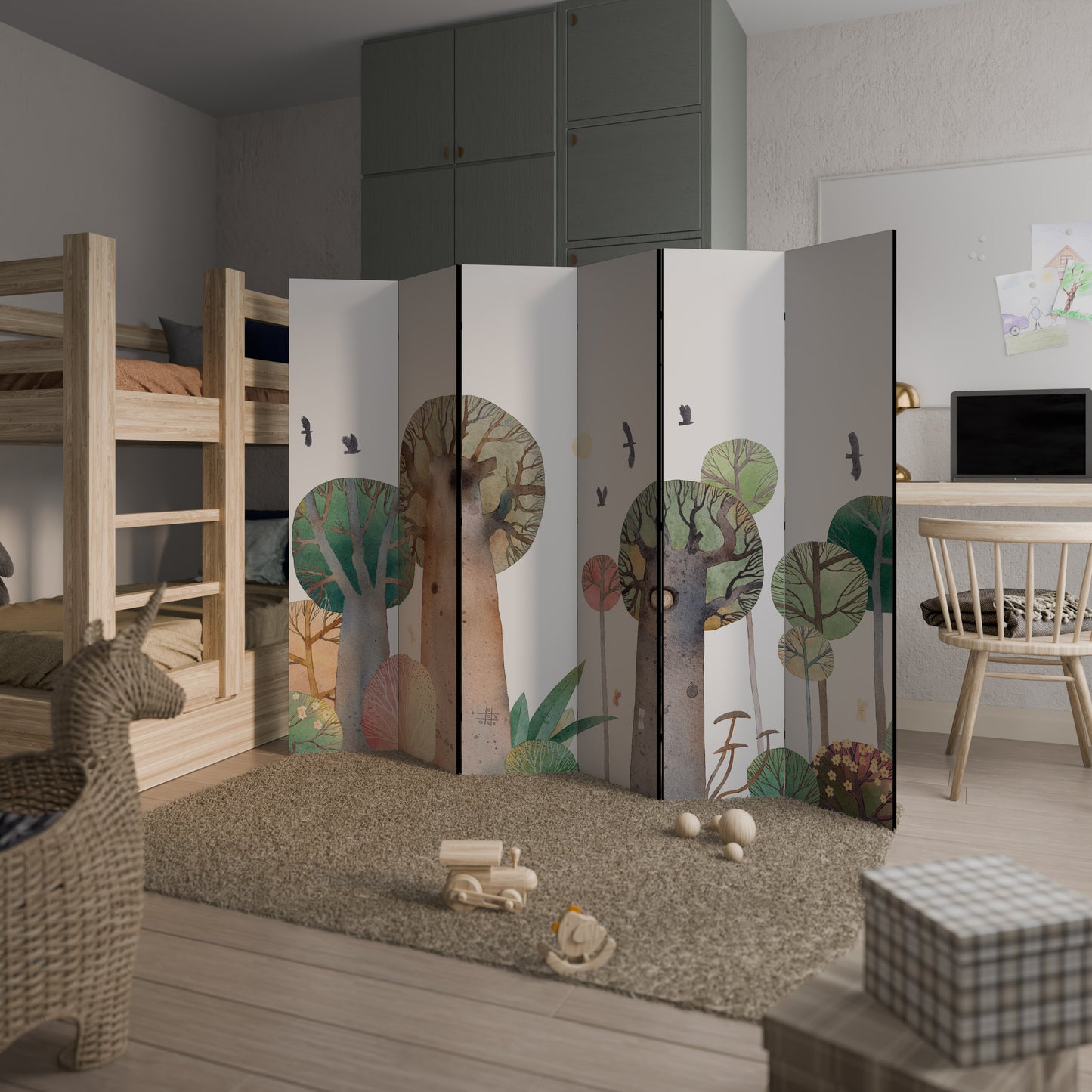 FLIGHT OVER - Divisorio decorativo per ambienti a 6 pannelli