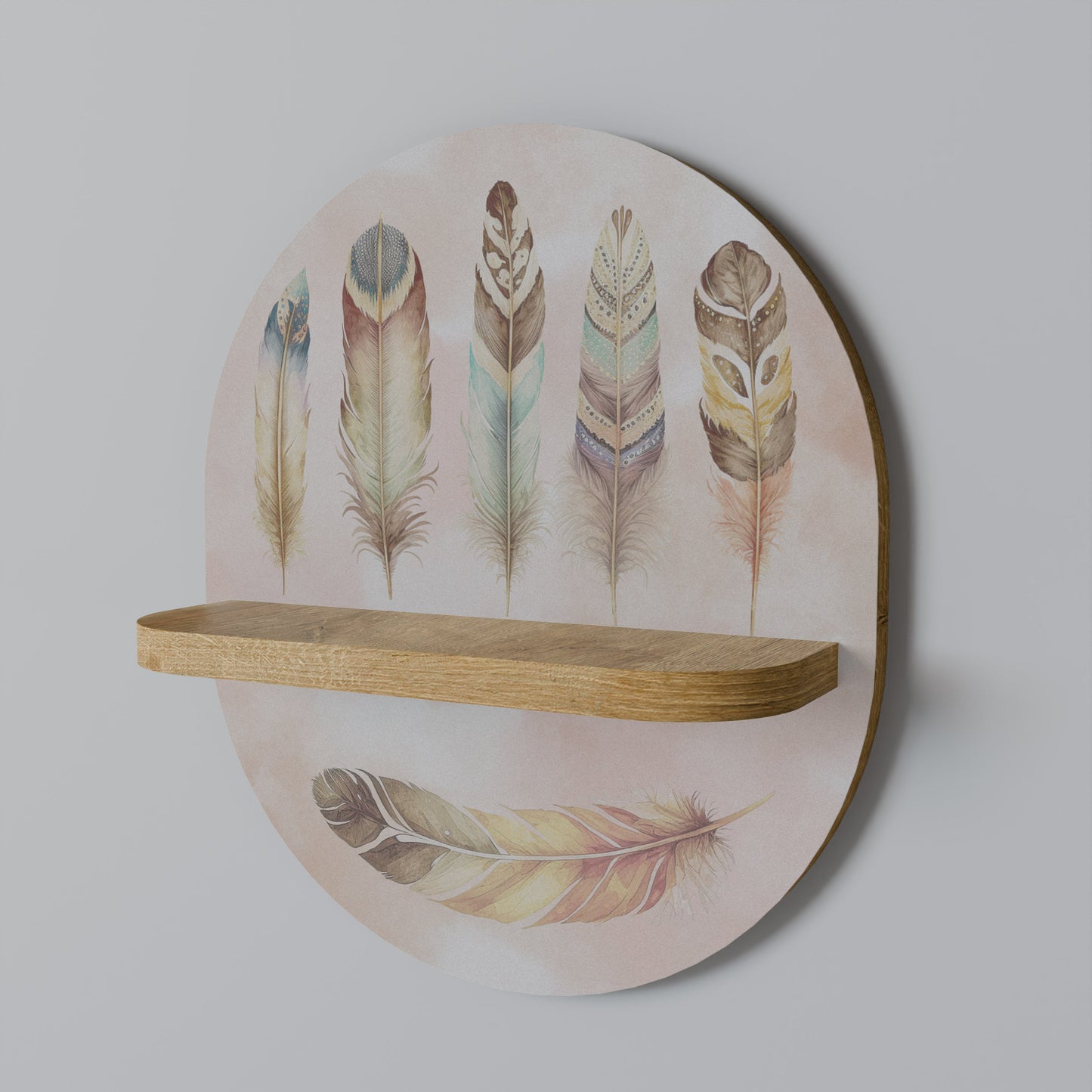 THE DELIQUESCE Mensola Ovale Decorativa in Effetto Rovere