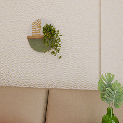 GREENERY WALK Mensola Ovale Decorativa in Effetto Rovere