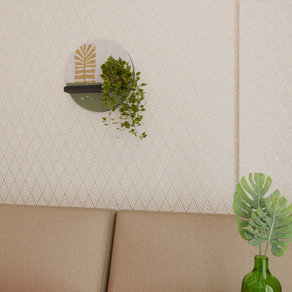 GREENERY WALK Round Art Shelf In Black Finish