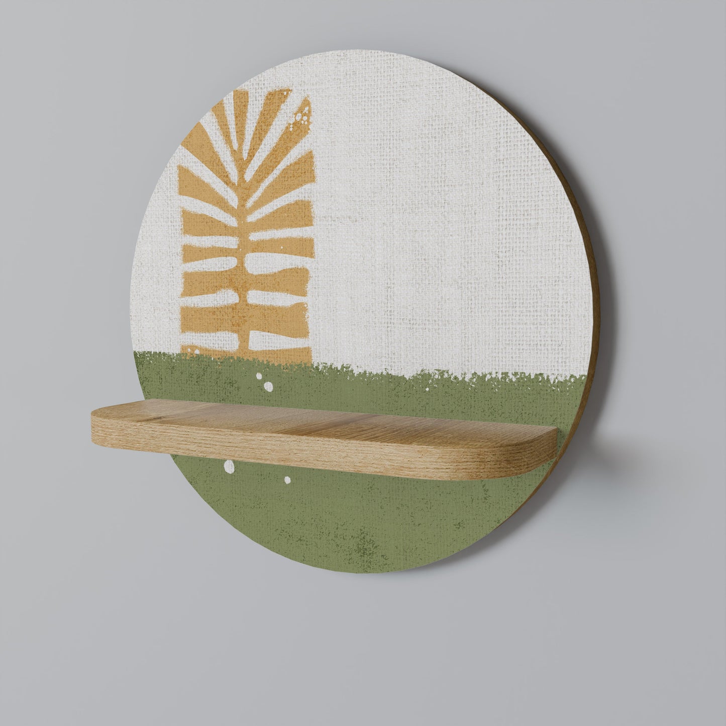 GREENERY WALK Mensola Rotonda Decorativa in Effetto Rovere