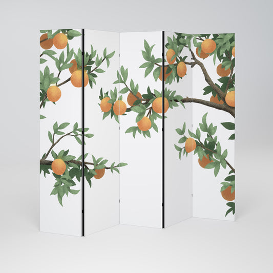 GORGEOUS ORANGE Decorative 5-Panel Room Divider