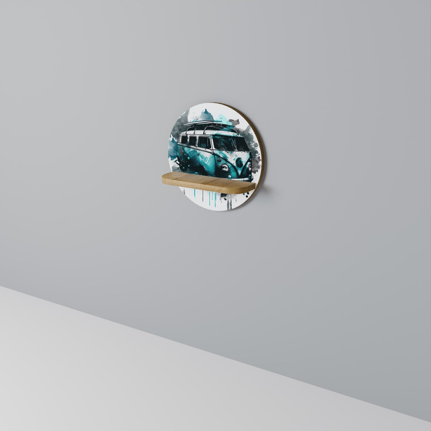 CARAVELLE LEGEND Round Art Shelf In Oak Effect